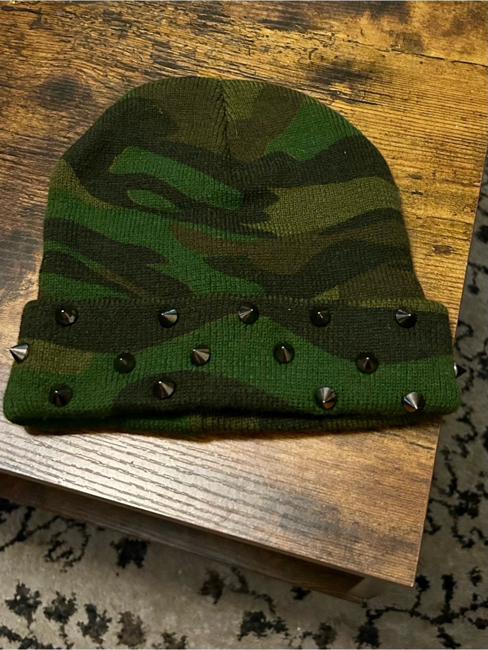 Camo Green Studded Beanie